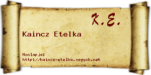 Kaincz Etelka névjegykártya